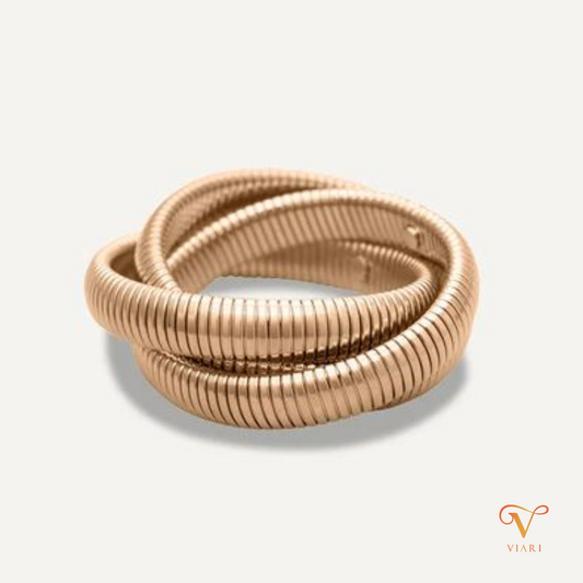 Chunky 3 Layered Bangle - Rose Gold
