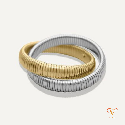 Chunky 2 Layered Bangle - Gold/Silver