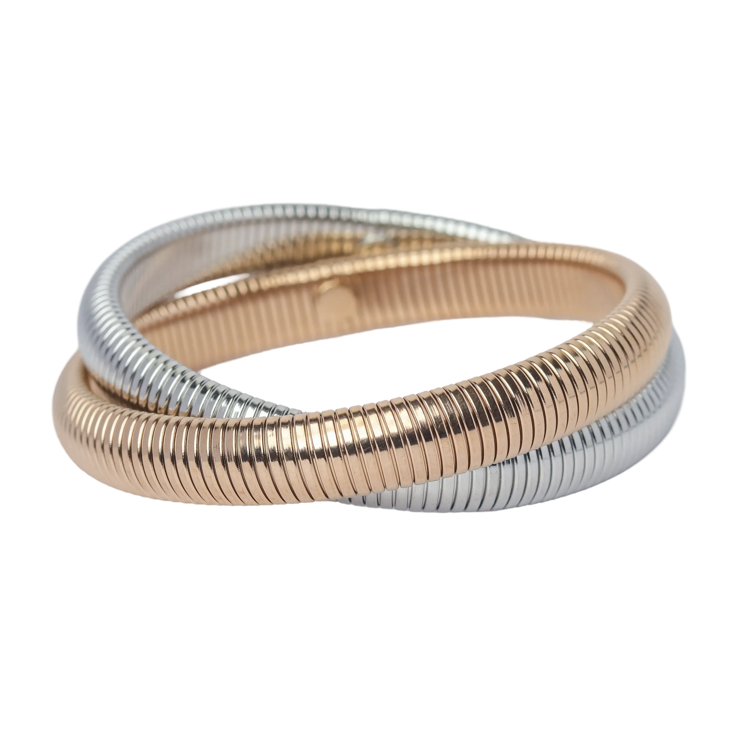 2 Layered Bangle- Rose Gold/Silver