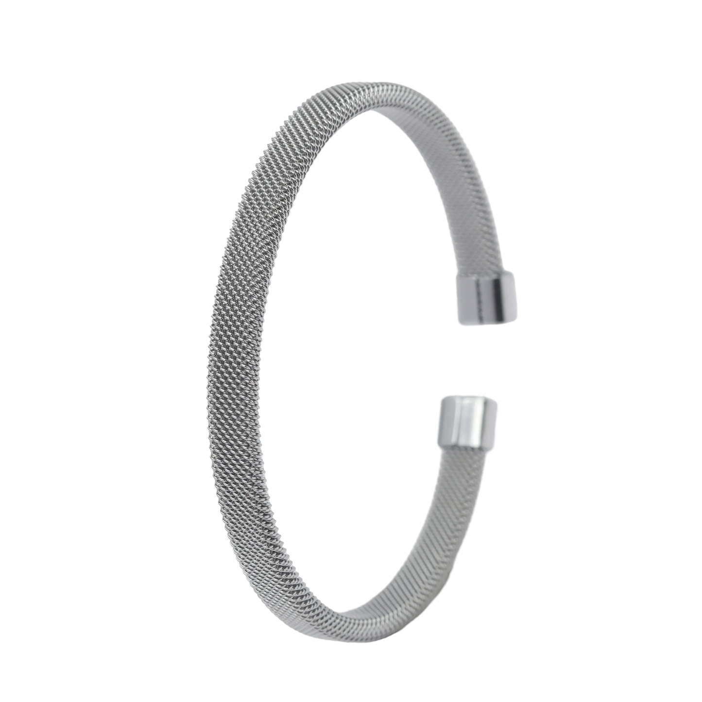 Mesh Cuff Bangle - Silver