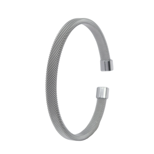 Mesh Cuff Bangle - Silver