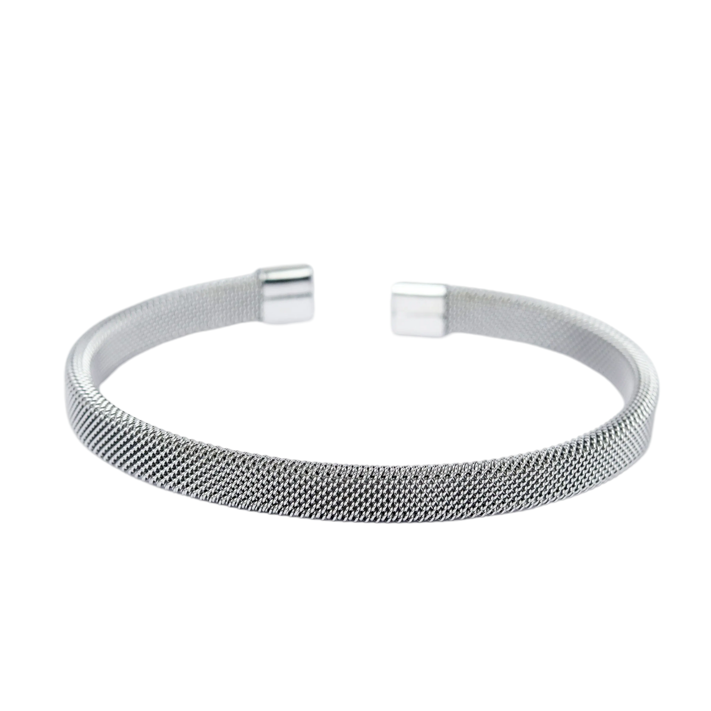 Mesh Cuff Bangle - Silver