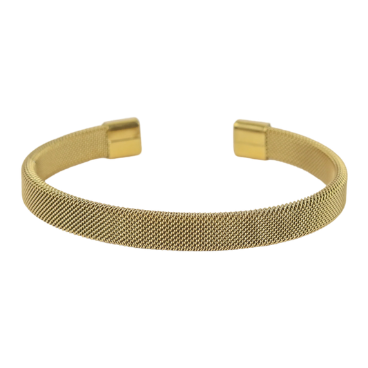 Mesh Cuff Bangle - Gold