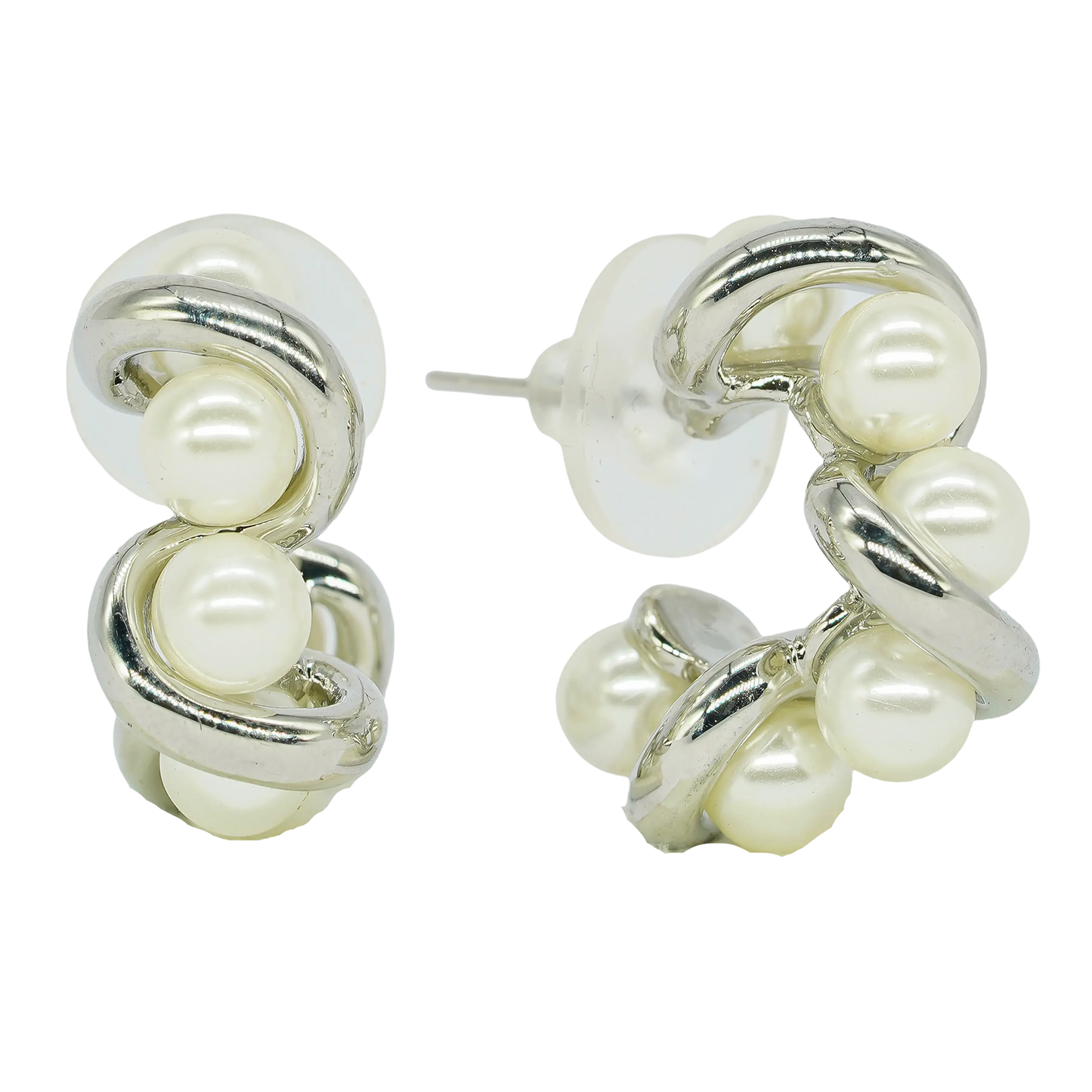 Twisted Pearl Hoops