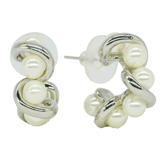 Twisted Pearl Hoops