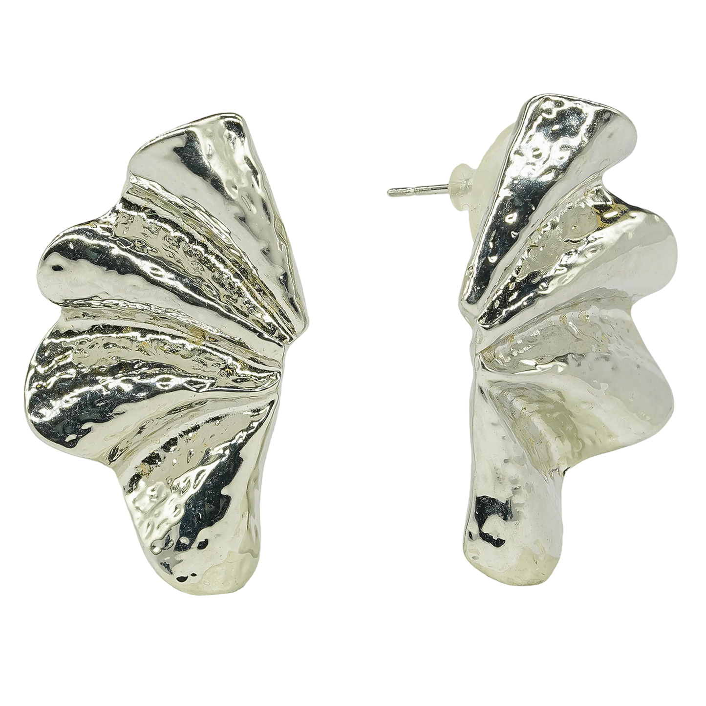 Handcrafted Winged Stud Earrings - Silver