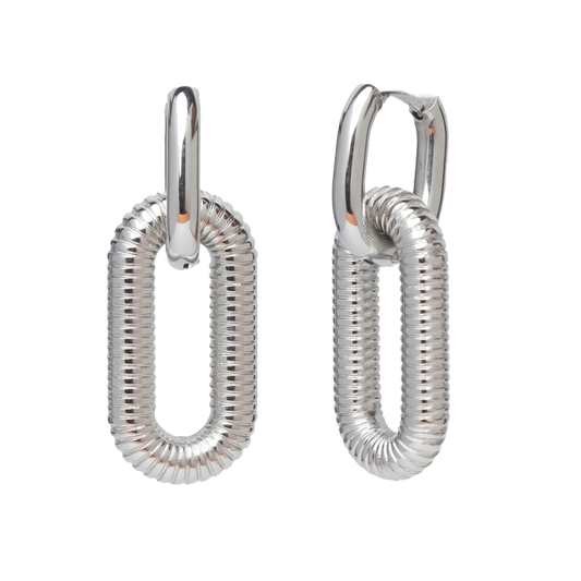Detachable Box Hoop Earrings - Silver