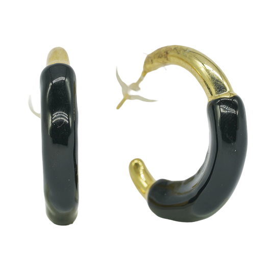 Resin Hoop Earrings - Black