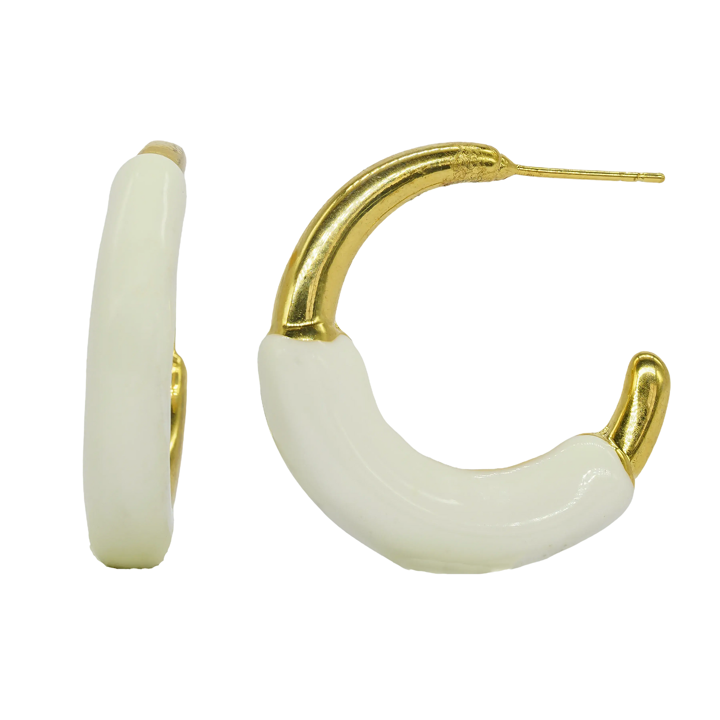 Resin Hoop Earrings - White