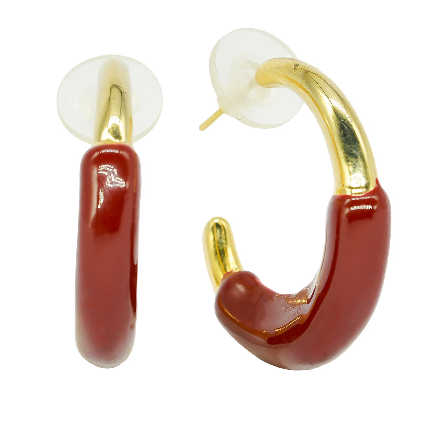 Resin Hoop Earrings - Maroon