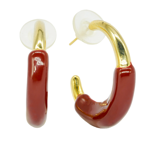 Resin Hoop Earrings - Maroon