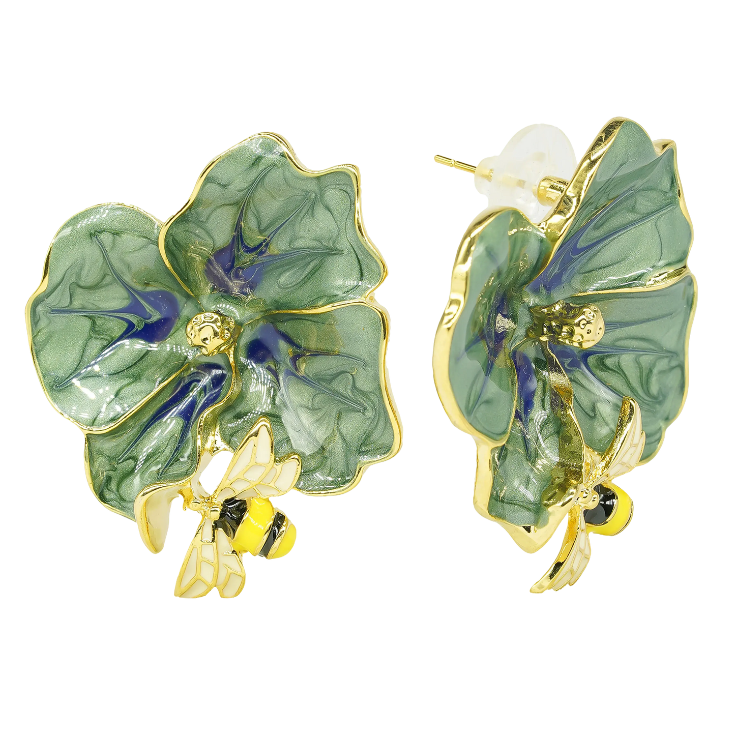 Flora Bee Stud - Green