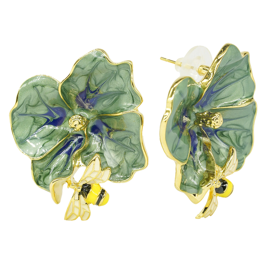 Flora Bee Stud - Green