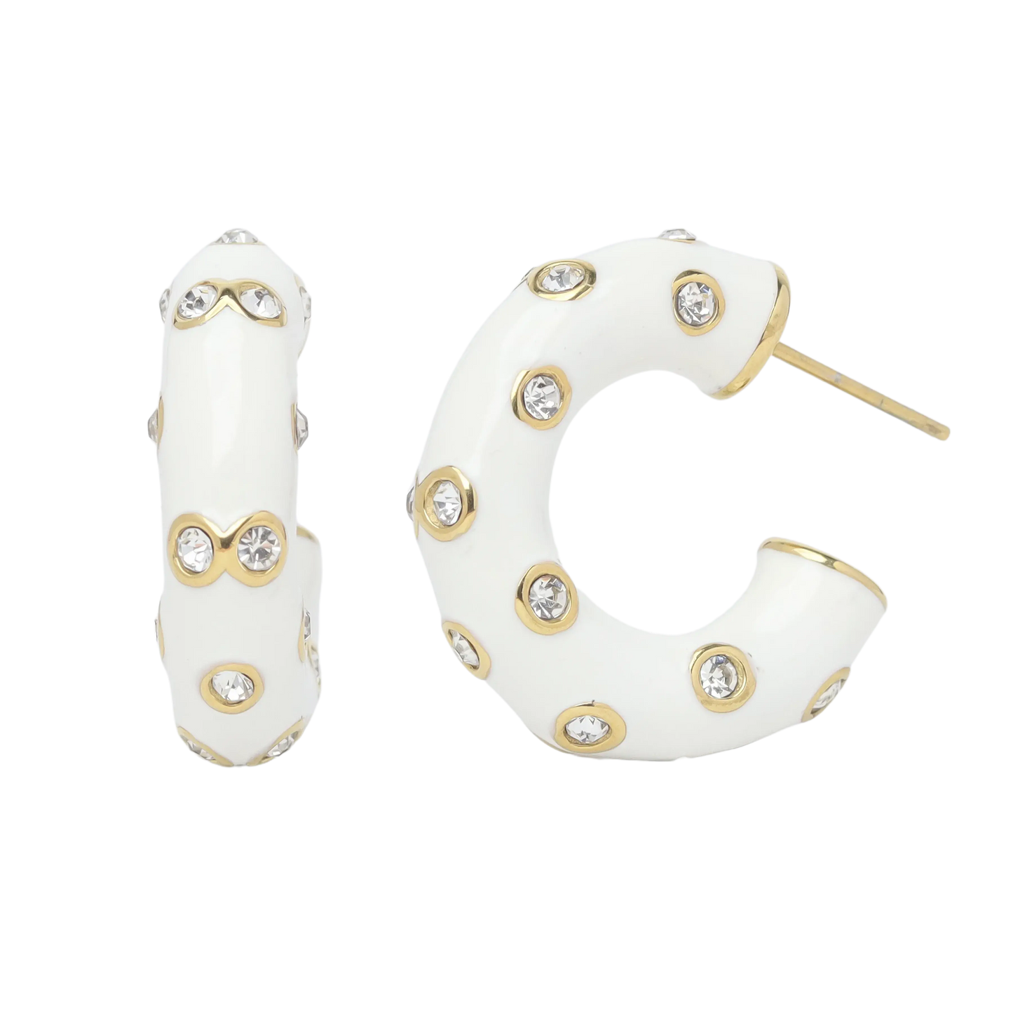 White Hoop Earrings