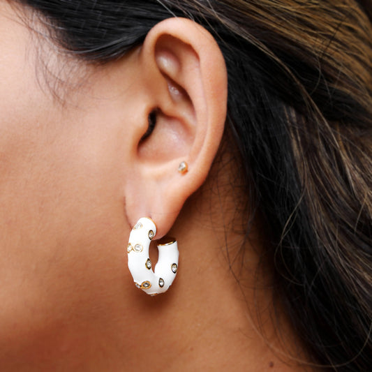 White Hoop Earrings