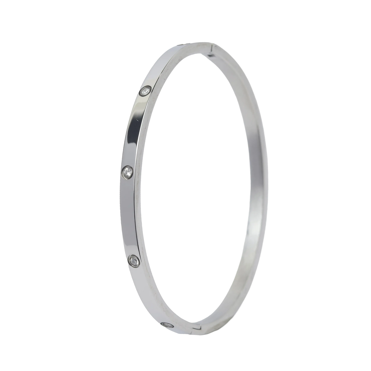 Dainty Classic Bangle with Stones- Silver