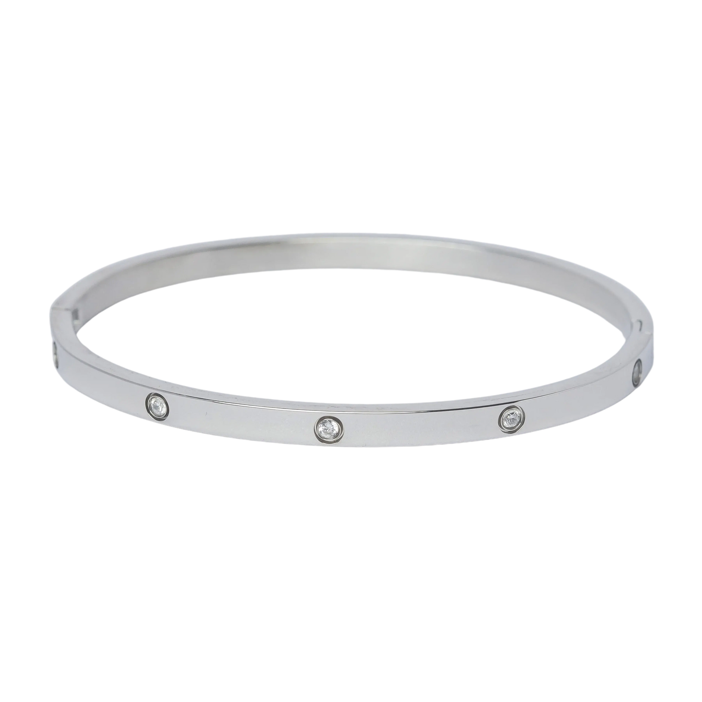 Dainty Classic Bangle with Stones- Silver