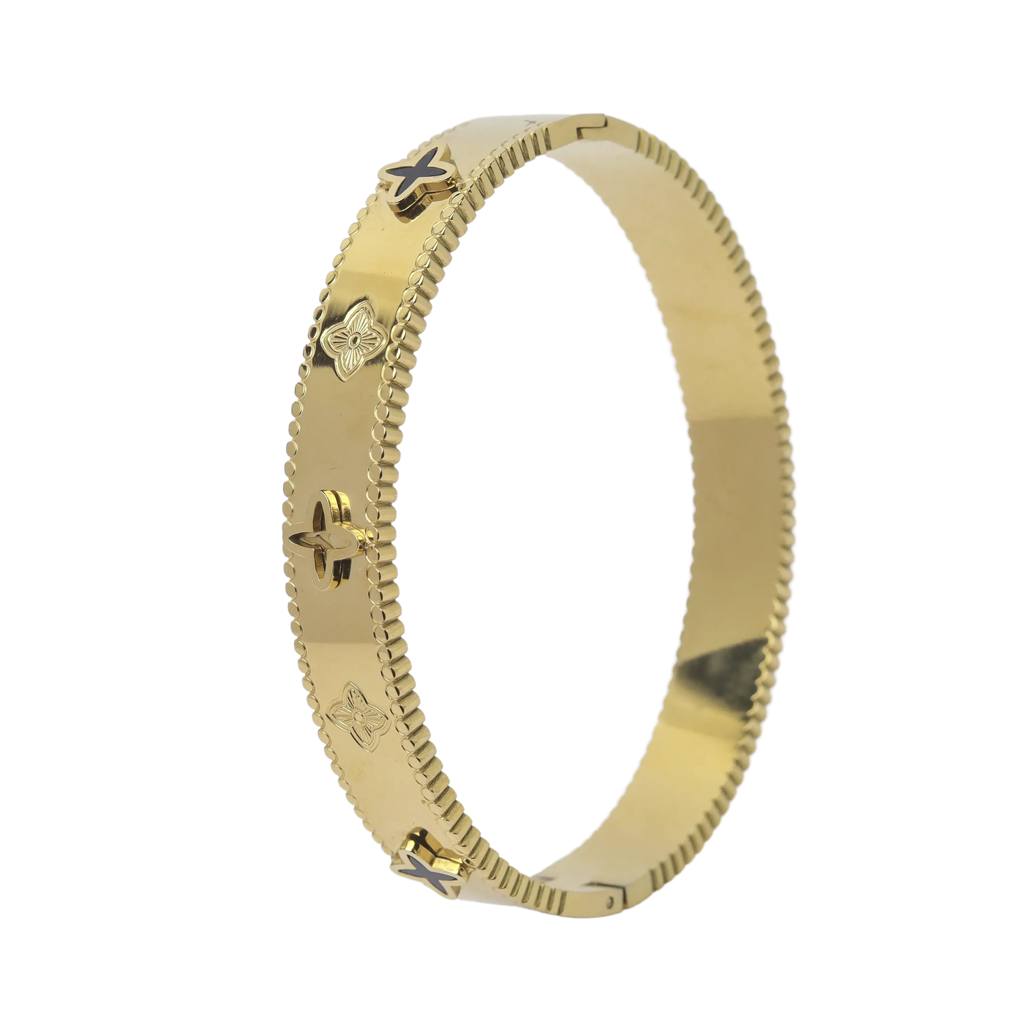 Statement Clover Bangle - Black