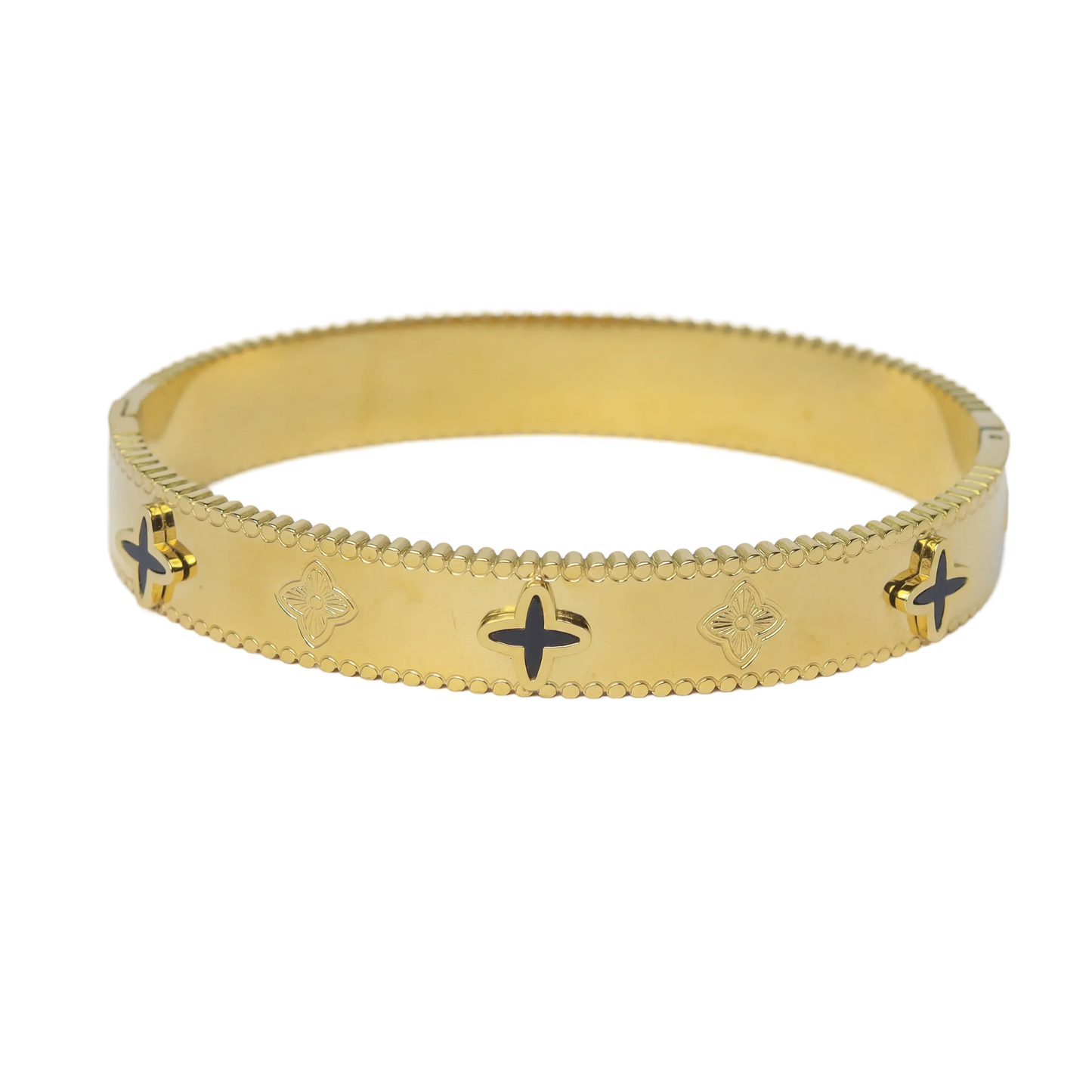 Statement Clover Bangle - Black