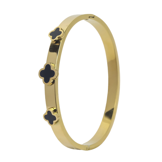 Triple Clover Bangle - Black