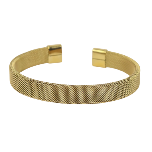 Mesh Cuff Bangle - Gold