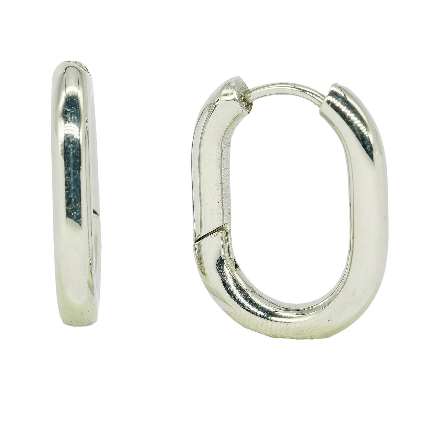 Mini Box Hoop Earrings - Silver
