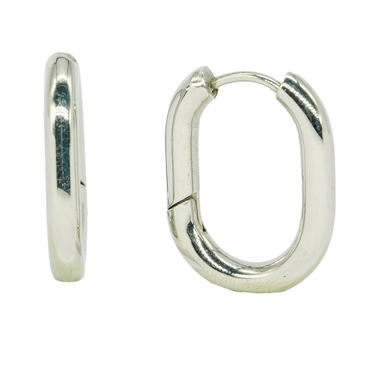 Mini Box Hoop Earrings - Silver