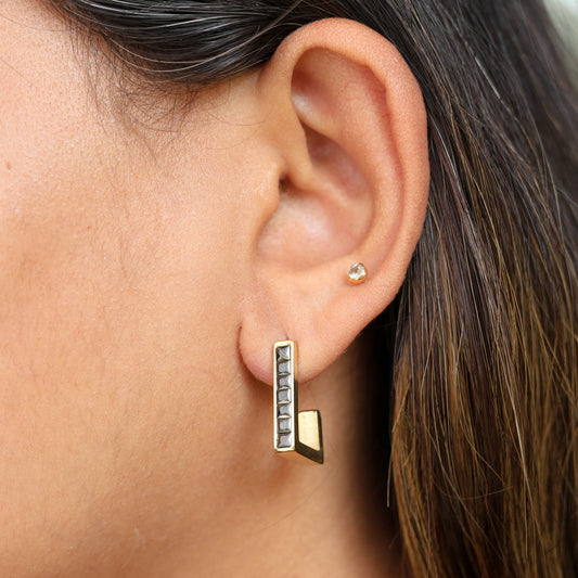 U Cz Hoop Earrings - Black