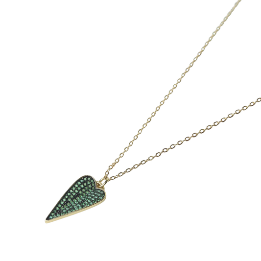 Green Stone Heart Drop Chain