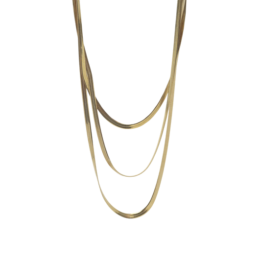 Zara Triple Layered Herringbone Necklace