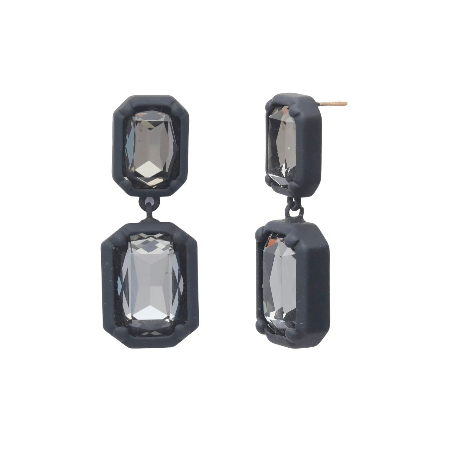 Stone Dangle Earrings - Black