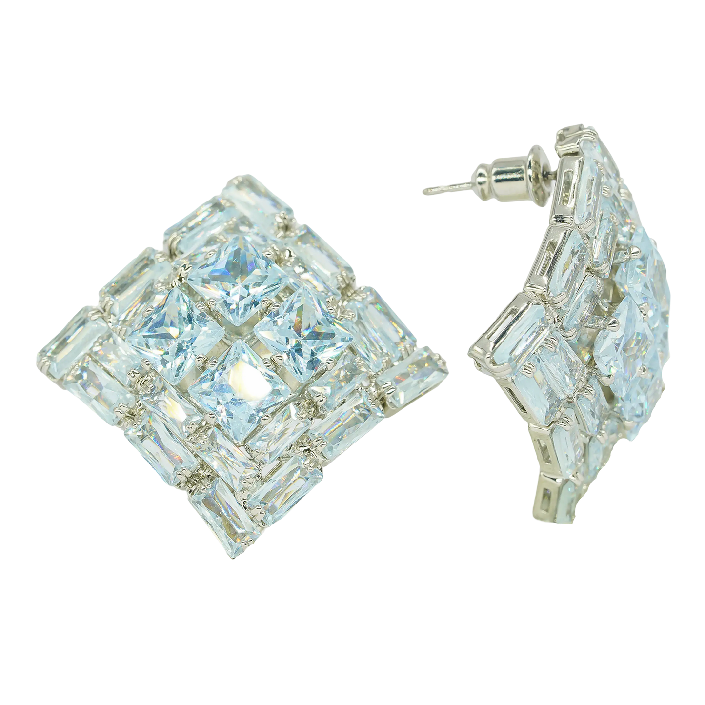 Statement Cz Square Stud Earrings