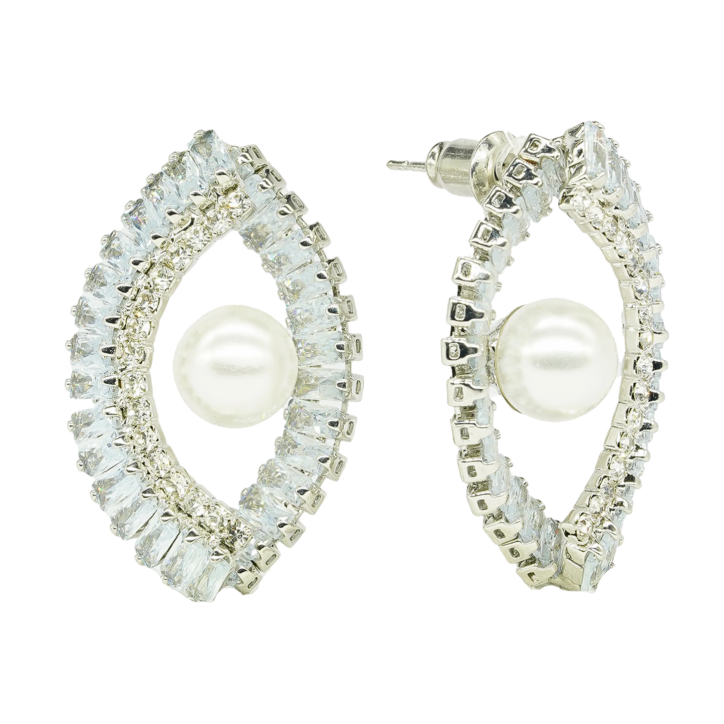 Macy Eye Cz Stud Earrings with Pearl