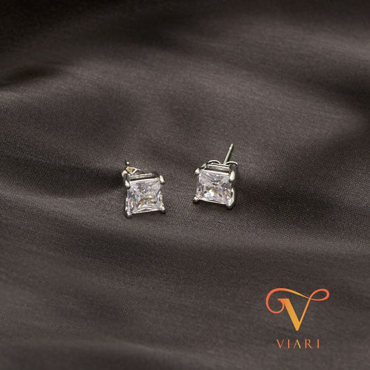Square Cut Cz Stud Earrings