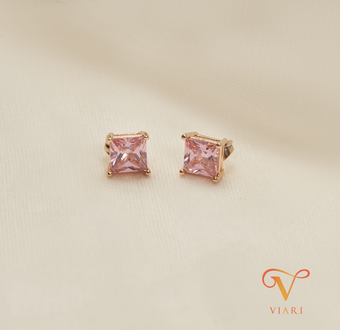 Square Cut Cz Stud Earrings