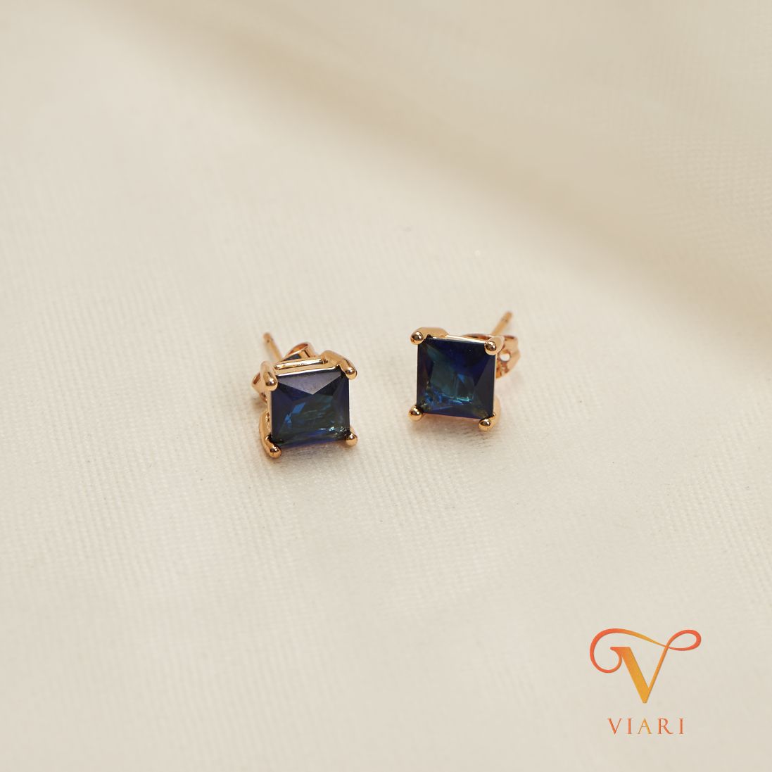 Square Cut Cz Stud Earrings