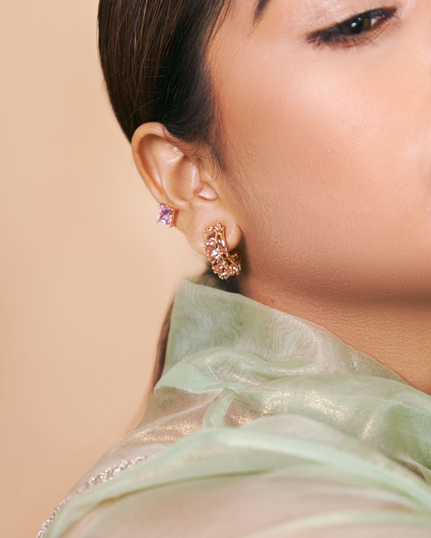 Square Cut Cz Stud Earrings