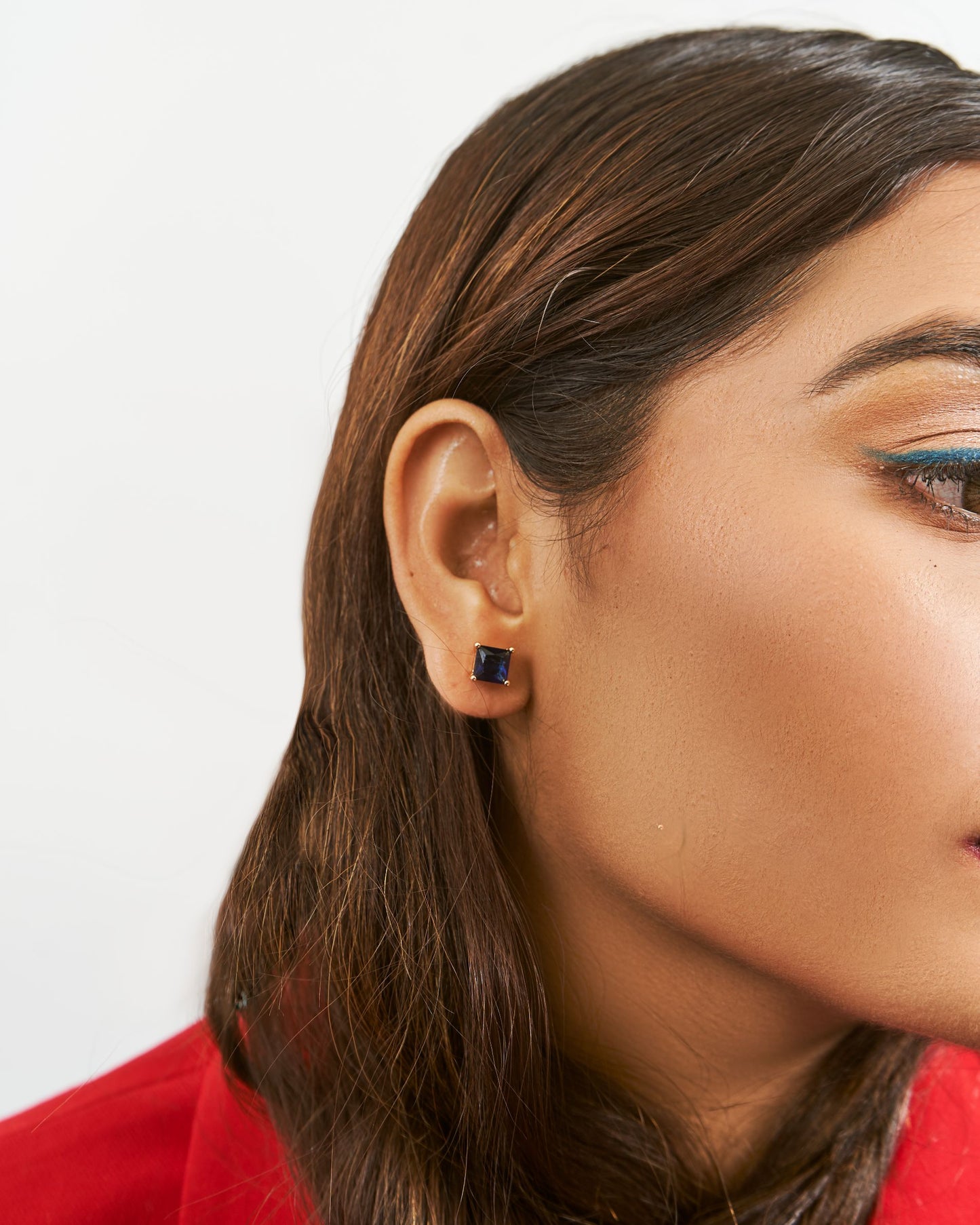 Square Cut Cz Stud Earrings