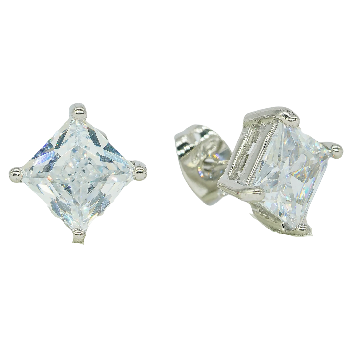 Square Cut Cz Stud Earrings