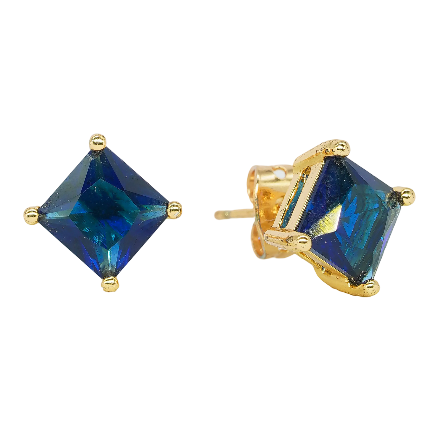 Square Cut Cz Stud Earrings