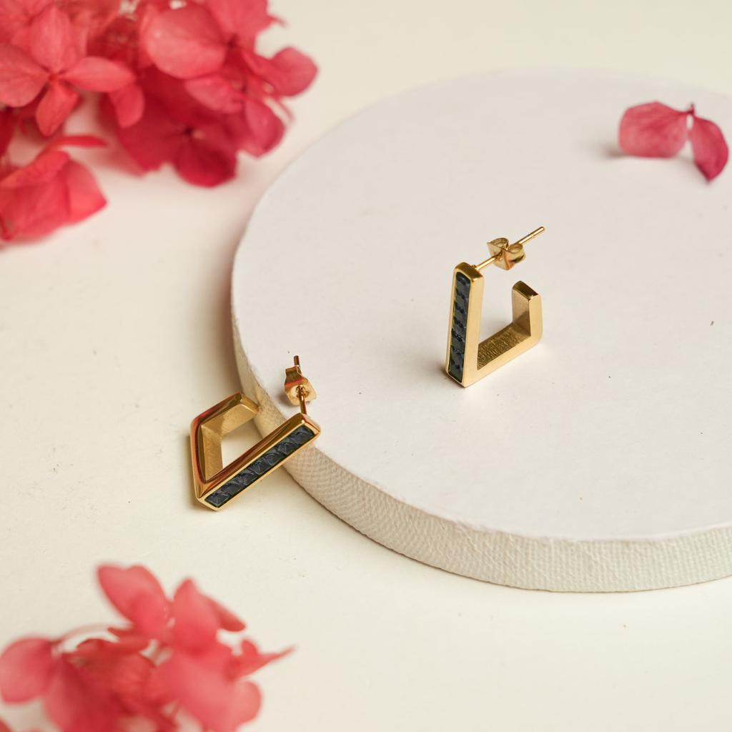 U Cz Hoop Earrings - Black
