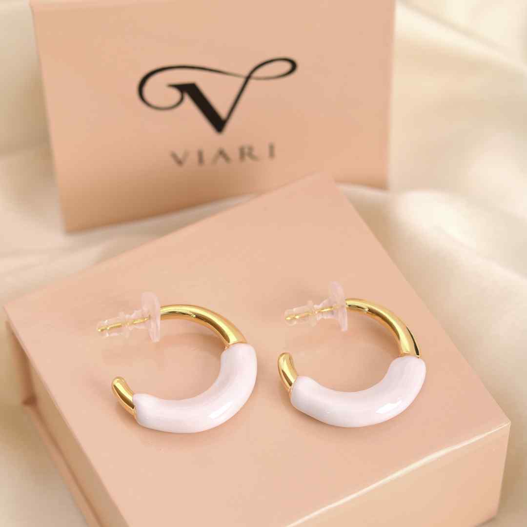 Resin Hoop Earrings - White