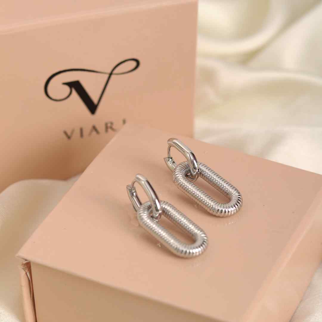 Detachable Box Hoop Earrings - Silver