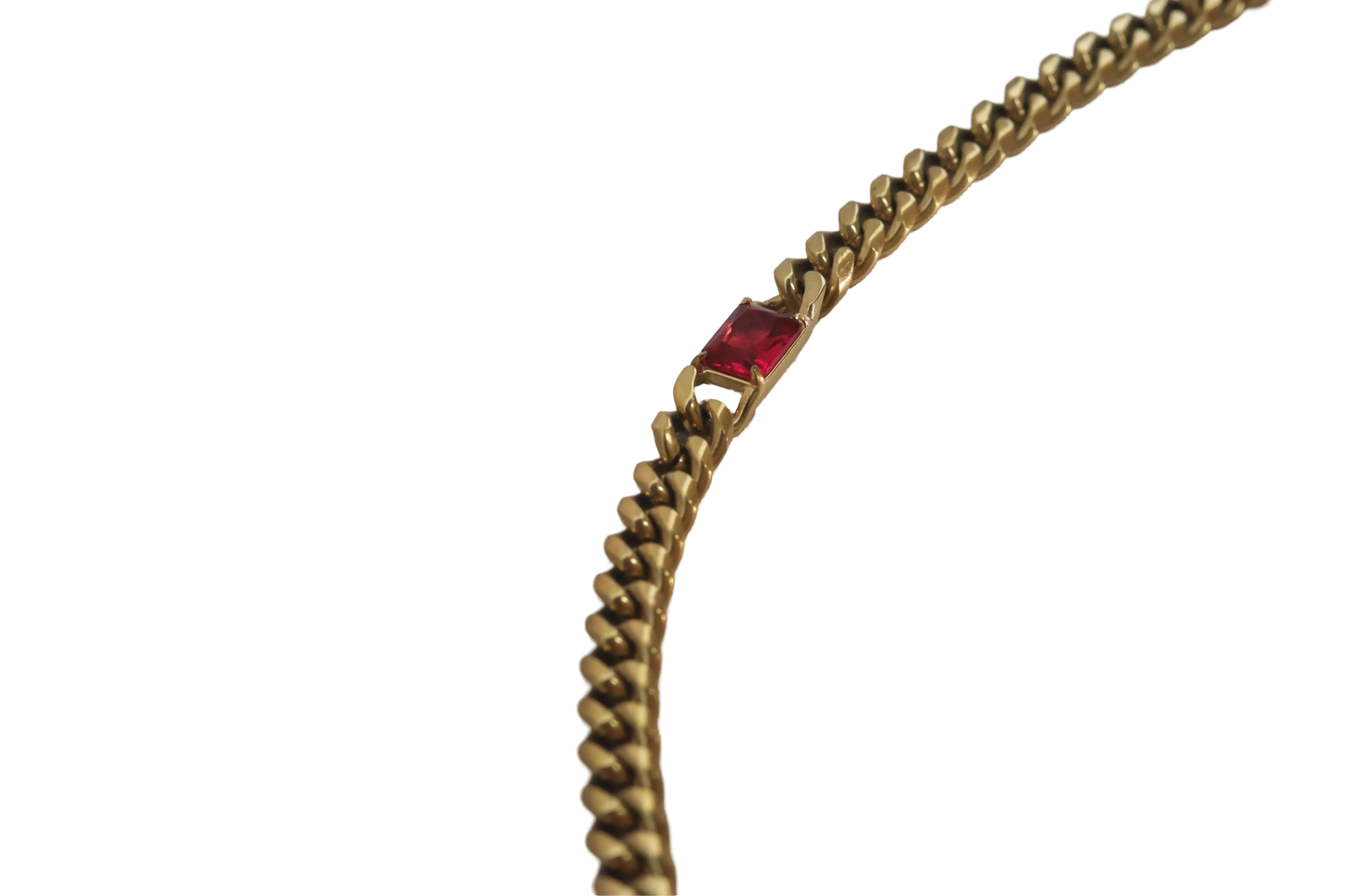 Red Stone Link Chain Bracelet