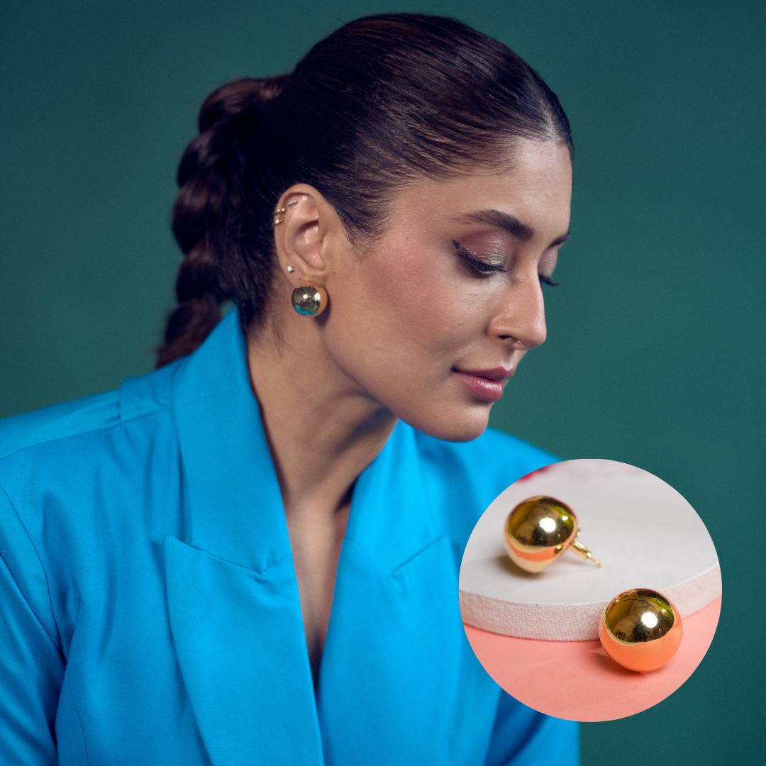 Glaze Ball Earrings - Gold