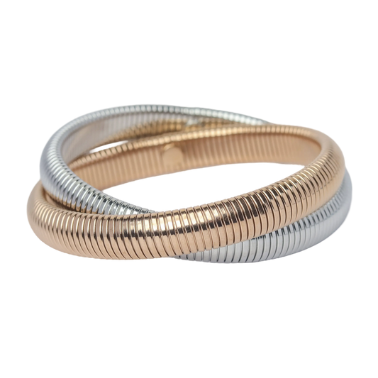 2 Layered Bangle- Rose Gold/Silver