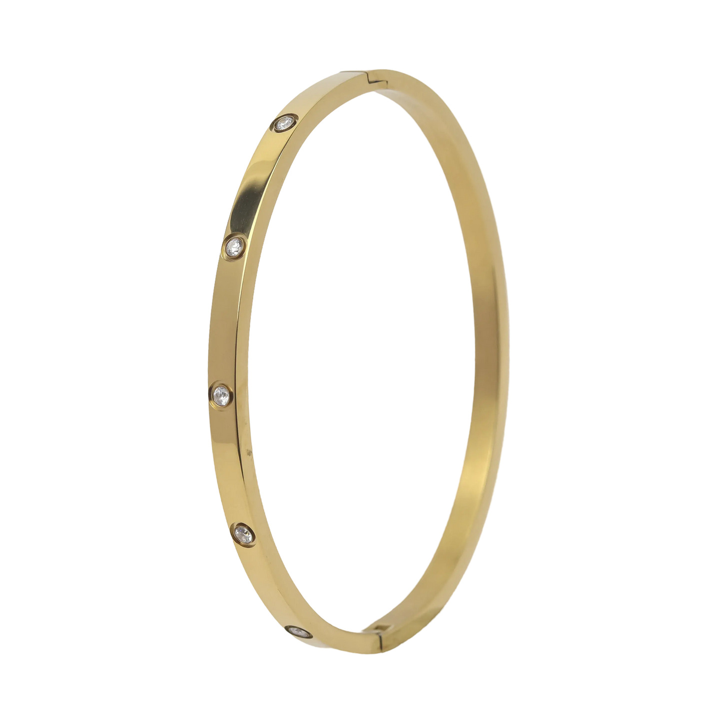 Dainty Classic Bangle with Stones- Gold