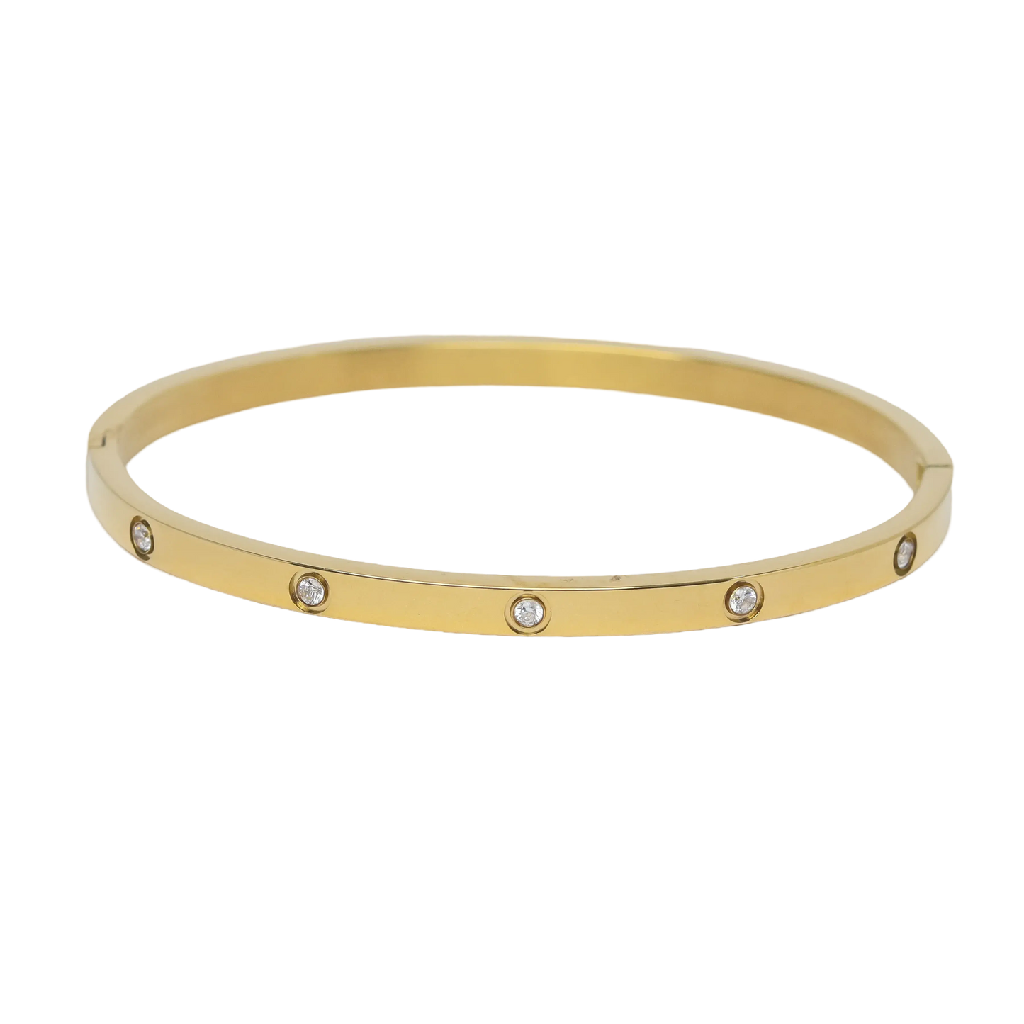 Dainty Classic Bangle with Stones- Gold