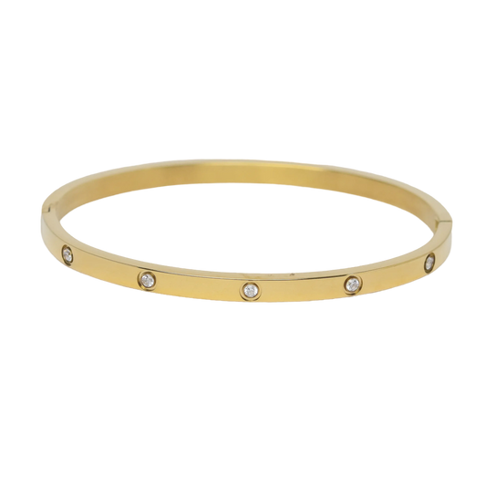 Dainty Classic Bangle with Stones- Gold