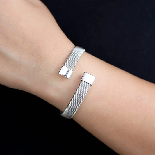 Ava Cuff Bangle - Silver